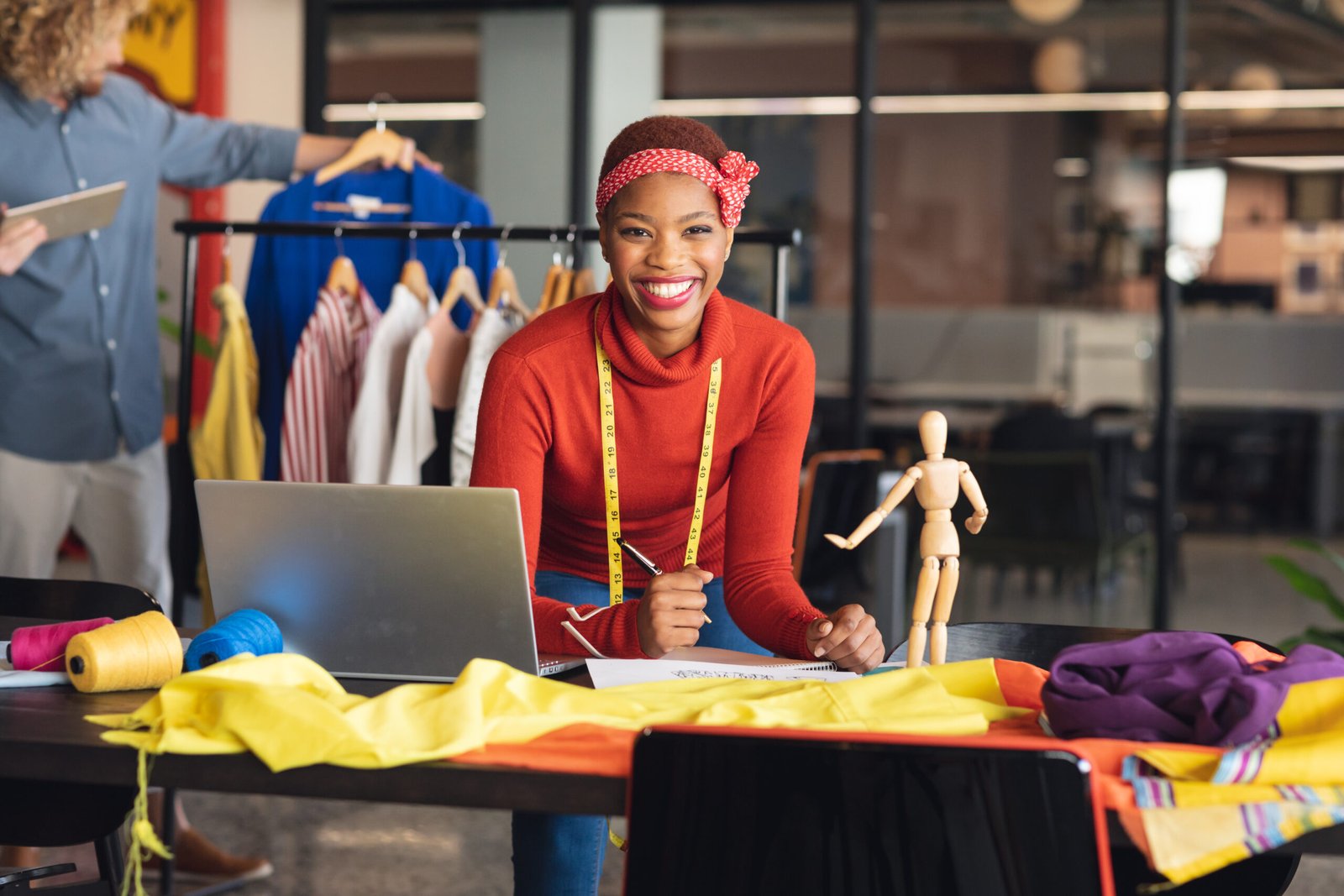 Fashion designer developing custom apparel and private-label clothing