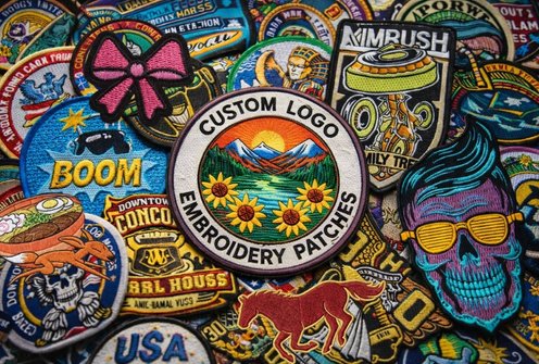 Custom embroidered patches with merrow border and woven label options